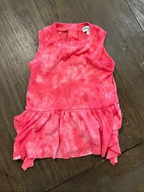 Splendid Girls' Coral Pink Tie-Dye Ruffle Tank